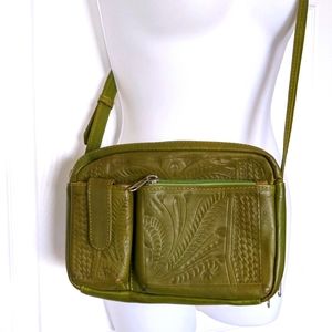 NWT Roping West Green Leather Crossbody Bag